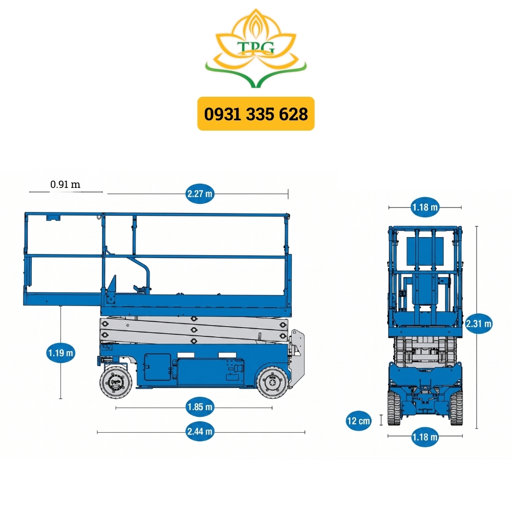Xe Nâng Người Cắt Kéo Genie GS 2646 10m - 454Kg 17 kich thuoc xe nang cat keo genie gs 2646