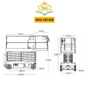 Xe nâng người 14m cắt kéo Genie GS 4047 7 kich thuoc xe nang cat keo genie gs 4047
