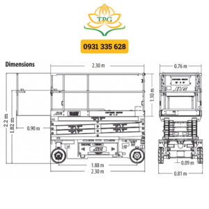 Xe nâng người cắt kéo 8,1m JLG 2030ES 6 kich thuoc xe nang cat keo jlg 2030es