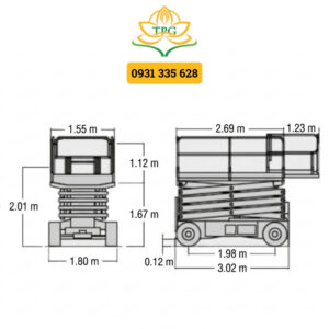 Xe nâng người cắt kéo JLG 3969E 14m - 340Kg 7 kich thuoc xe nang cat keo jlg 3969E