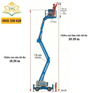chieu cao san va chieu cao lam viec xe nang nguoi boom lift Genie Z6034