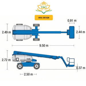 Xe nâng người 22m Boomlift Genie S65 7 kich thuoc xe nang boom lift Genie S65