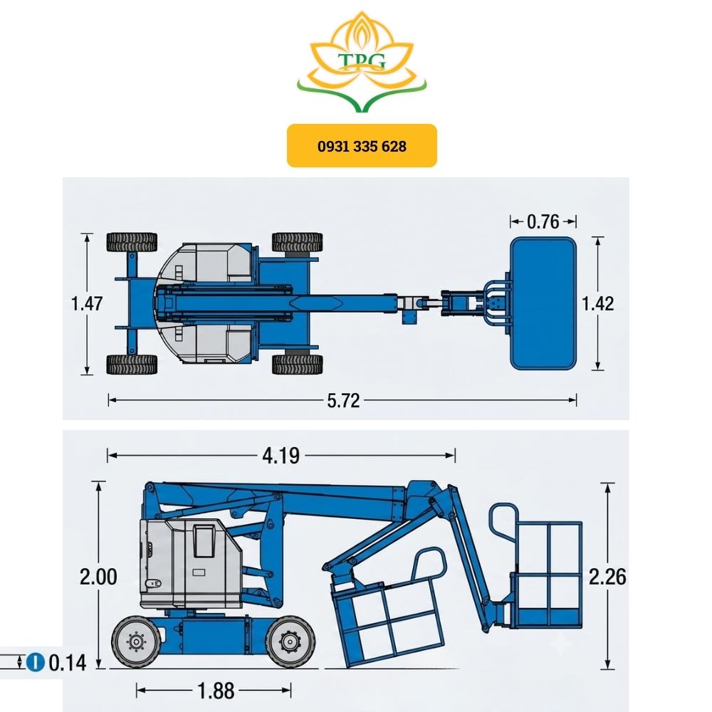 Xe nâng người 12m Z-Boom Lift Z34/22N 15 kich thuoc xe nang boom lift Genie Z3422N