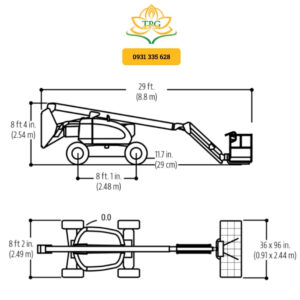 kich thuoc xe nang boom lift JLG 600AJ
