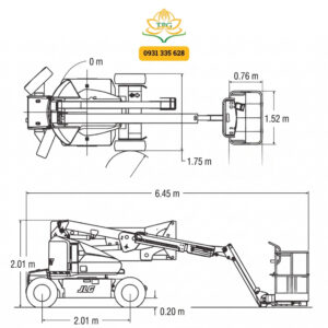 kich thuoc xe nang boom lift JLG E450AJ