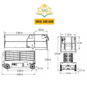 Xe nâng người cắt kéo 16m LTMG LTWP1416 8 kich thuoc xe nang cat keo LTMG LTWP1416
