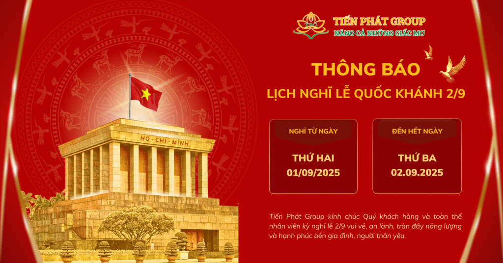 Thông báo lịch nghỉ Lễ Quốc Khánh 2/9/2025 - Tiến Phát Group 1 nghỉ lễ 29