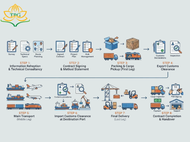 Quy trình vận tải đa phương thức diễn ra như thế nào? 2 8 buoc trong quy trinh van tai da phuong thuc