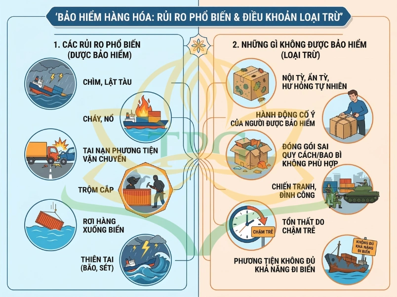 Bảo hiểm hàng hóa là gì? Hướng dẫn chi tiết 2026 từ A-Z 3 Cac rui ro trong bao hiem hang hoa & Truong hop loai tru bao hiem